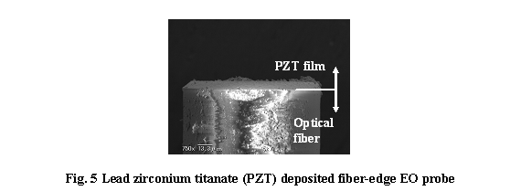 �e�L�X�g �{�b�N�X:  

Fig. 5 Lead zirconium titanate (PZT) deposited fiber-edge EO probe

